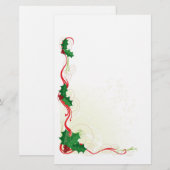 KerstHolly-grens Briefpapier (Voorkant / Achterkant)