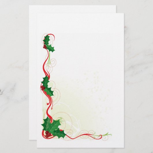KerstHolly-grens Briefpapier (Voorkant / Achterkant)
