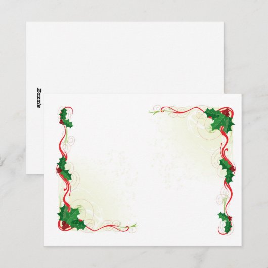 KerstHolly-grens Feestdagenkaart (Voorkant / Achterkant)