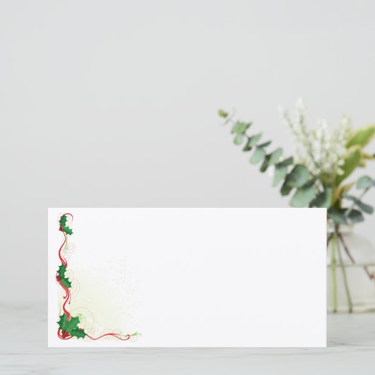 KerstHolly-grens Feestdagenkaart (Staand voorkant)