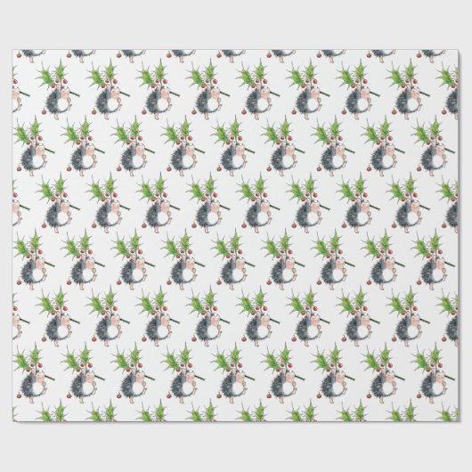 KerstHolly Hedegel Cadeaupapier (Vlak)