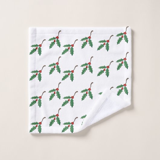 KerstHolly Holiday Decor Gift Bath Towel Set Bad Handdoek (Wasdoekje)