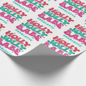 KerstHolly Jolly Babe Modern Glitter Name Cadeaupapier (Hoek)