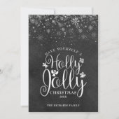 KerstHolly Jolly Elegant Script Chalkboard Feestdagenkaart (Voorkant)