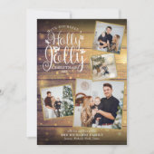 KerstHolly Jolly Foto Collage Rustic Wood Feestdagenkaart (Voorkant)