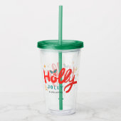 KerstHolly Jolly Fun Winter Persoonlijke naam Acryl Drinkbeker (Voorkant)