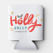 KerstHolly Jolly Fun Winter Persoonlijke naam Blikjeskoeler (Achterkant)