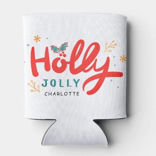 KerstHolly Jolly Fun Winter Persoonlijke naam Blikjeskoeler (Achterkant)