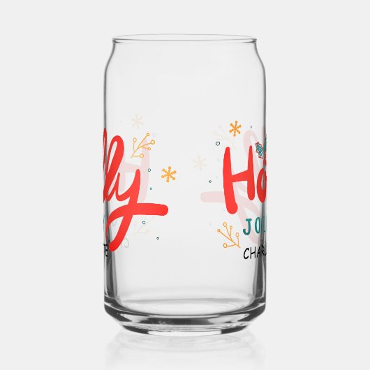 KerstHolly Jolly Fun Winter Persoonlijke naam Blikvorm Glas (Links)