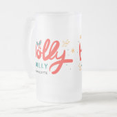 KerstHolly Jolly Fun Winter Persoonlijke naam Matglas Bierpul (Voorkant links)