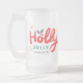 KerstHolly Jolly Fun Winter Persoonlijke naam Matglas Bierpul