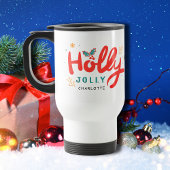 KerstHolly Jolly Fun Winter Persoonlijke naam Reisbeker