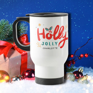 KerstHolly Jolly Fun Winter Persoonlijke naam Reisbeker