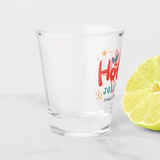 KerstHolly Jolly Fun Winter Persoonlijke naam Shot Glas (Links)