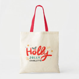 KerstHolly Jolly Fun Winter Persoonlijke naam Tote Bag