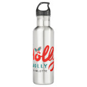 KerstHolly Jolly Fun Winter Persoonlijke naam Waterfles (Voorkant)