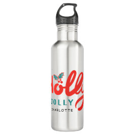 KerstHolly Jolly Fun Winter Persoonlijke naam Waterfles
