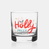 KerstHolly Jolly Fun Winter Persoonlijke naam Whisky Glas (Voorkant)