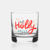 KerstHolly Jolly Fun Winter Persoonlijke naam Whisky Glas (Achterkant)