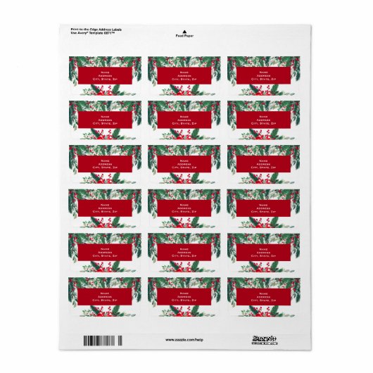 KerstHolly-label Etiket (Full Sheet)