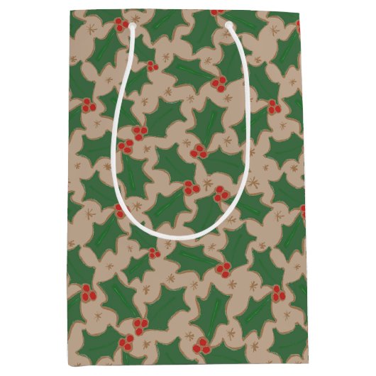 KerstHolly Medium Gift Bag Cadeauzakje (Voorkant)
