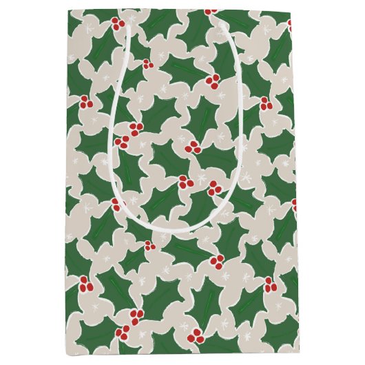 KerstHolly Medium Gift Bag Cadeauzakje (Voorkant)