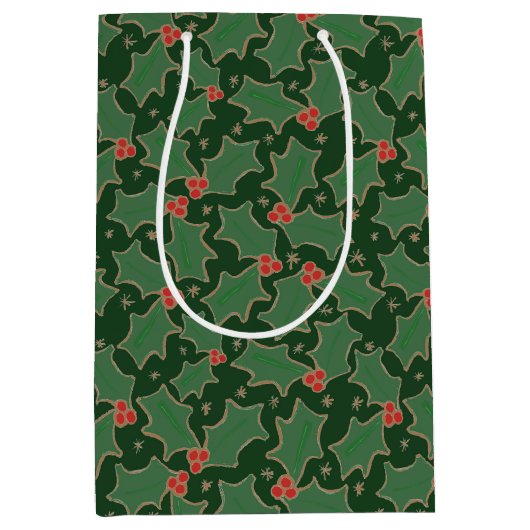 KerstHolly Medium Gift Bag Cadeauzakje (Voorkant)