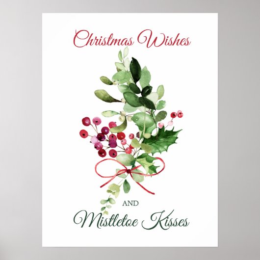 KerstHolly Mistletoe Red Berry Poster (Voorkant)