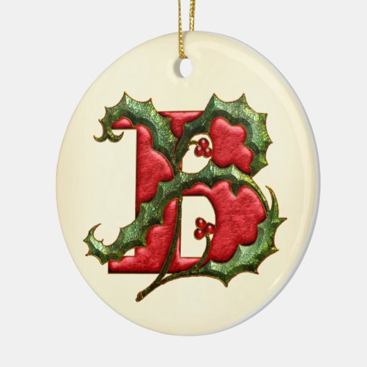 KerstHolly Monogram B Keramisch Ornament (Links)