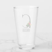 KerstHolly Monogram C Gepersonaliseerd bier Glas (Achterkant)