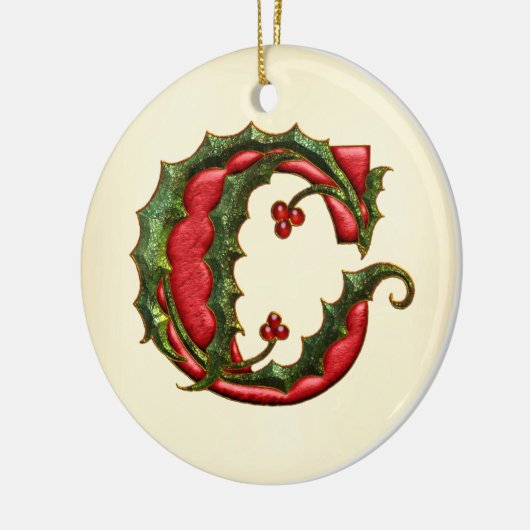 KerstHolly Monogram C Keramisch Ornament (Links)