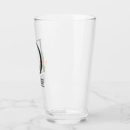 KerstHolly Monogram D Gepersonaliseerd bier Glas (Links)