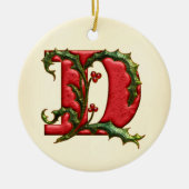 KerstHolly Monogram D Keramisch Ornament (Voorkant)