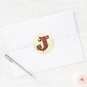 KerstHolly Monogram J Envelope Seals Ronde Sticker (Envelop)