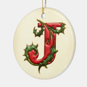 KerstHolly Monogram J Keramisch Ornament (Links)