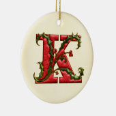 KerstHolly Monogram K Keramisch Ornament (Rechts)
