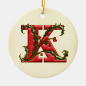KerstHolly Monogram K Keramisch Ornament (Voorkant)