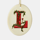 KerstHolly Monogram L Keramisch Ornament (Rechts)