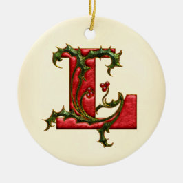 KerstHolly Monogram L Keramisch Ornament