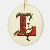 KerstHolly Monogram L Keramisch Ornament (Links)