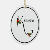 KerstHolly Monogram Letter K Persoonlijk Keramisch Ornament (Rechts)