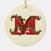 KerstHolly Monogram M Keramisch Ornament (Voorkant)