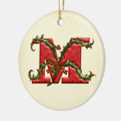 KerstHolly Monogram M Keramisch Ornament (Links)