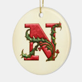 KerstHolly Monogram N Keramisch Ornament (Links)