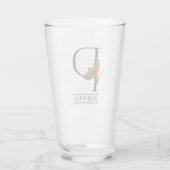 KerstHolly Monogram P Gepersonaliseerd bier Glas (Achterkant)