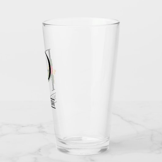KerstHolly Monogram P Gepersonaliseerd bier Glas (Links)