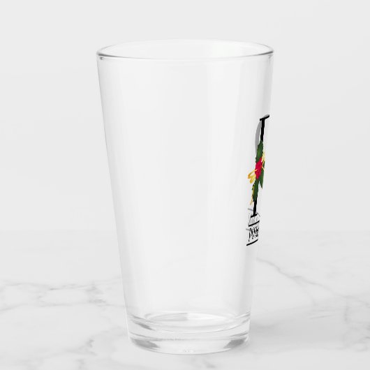 KerstHolly Monogram P Gepersonaliseerd bier Glas (Rechts)