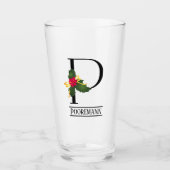 KerstHolly Monogram P Gepersonaliseerd bier Glas (Voorkant)