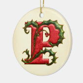 KerstHolly Monogram P Keramisch Ornament (Links)