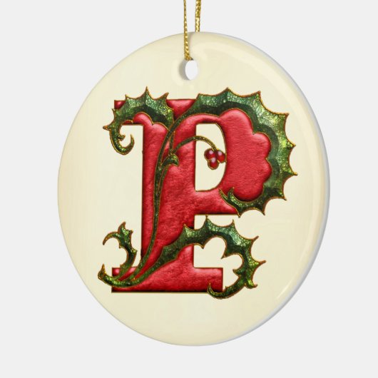 KerstHolly Monogram P Keramisch Ornament (Links)